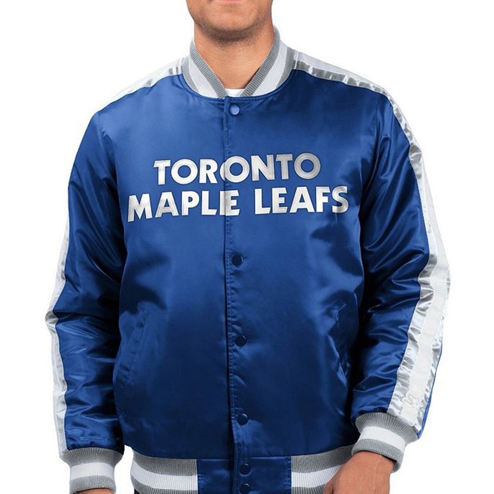 Toronto Maple Leafs Blue and White Bomber Satin Jacket size xs